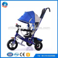 El triciclo del cochecito de bebé de la madre embroma la bici, triciclos del metal de los cabritos para los niños, triciclo del niño con el dosel de la barra del empuje